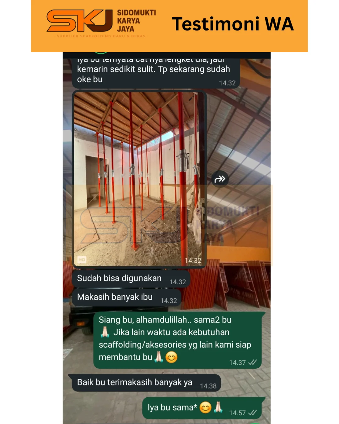 Testimoni Chat WA Pelanggan SKJ Scaffolding 1